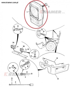 Lampa przednia JCB 3CX / 4CX prawa z kierunkami