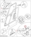 Zamek drzwi JCB 3CX 4CX kabina P21 prawa strona     826/11106 Latch, lever release;  Door lock - right/ Türschloss - rechts/ Дверной замок - правый/ Blocco della porta - a destra/ Serrure de porte - droite.