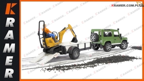 BRUDER Land Rover+ mikrokoparka JCB + figurka 1:16 02593