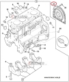02/202935; Uszczelnienie wału (tył). Silnik Perkins RE, RG; Housing and rear oil seal/ Сальник коленвала задний/ Dichtung