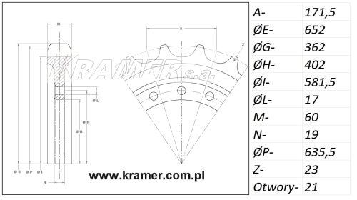 Koło napędowe Daewoo Solar 175 150 155 1702108-1019; Sprocket/ Turas/ Kettenräder/ Antriebsräder/ звёзды/ Pignon/ Lánckerekek/ Rueda cabilla/ Ruota motrice/ Drivhjul/ Vetopyörät/ Dzenoša zvaigzne/ Žvaigždes/ Hnací kola/ veotähikud.