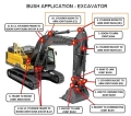 Tuleja JCB JS120 JS140 siłownika DIPPER 550/43355;  Tuleja/ Bushing/ Buchse/ втулка/ Baccola/ Douille.